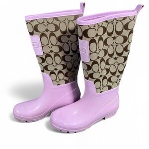 Coach Pink and Brown Patterned Boots